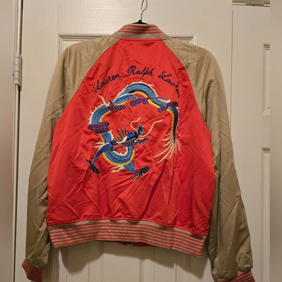 Ralph Lauren Embroidered Satin Bomber Jacket - Picture 4 of 5